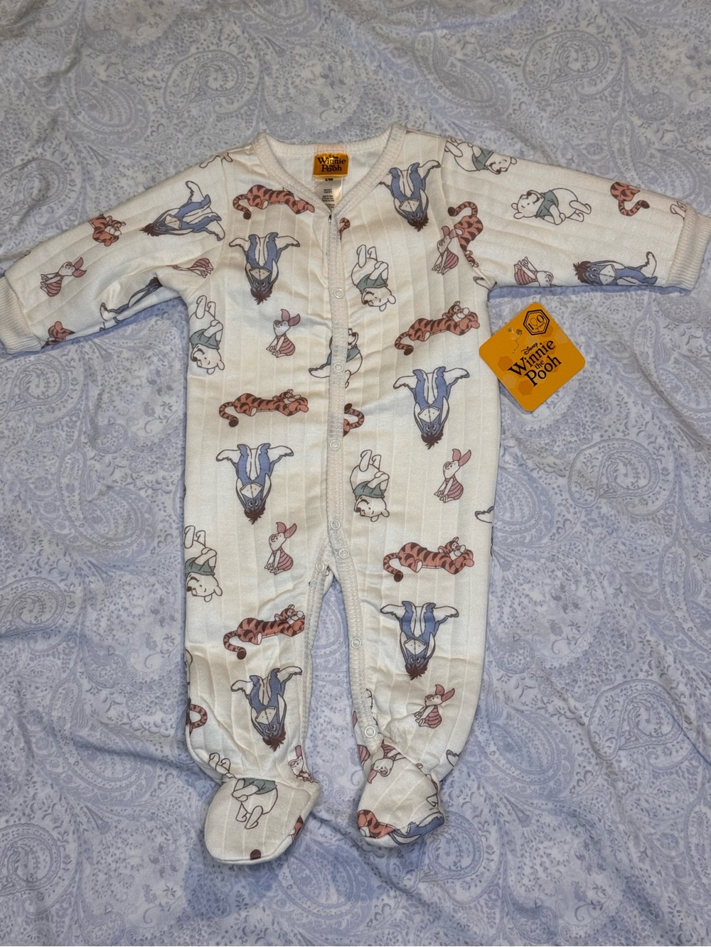 Winnie the Pooh Thick Quilted One-Piece Footed Snap Closure Sleeper